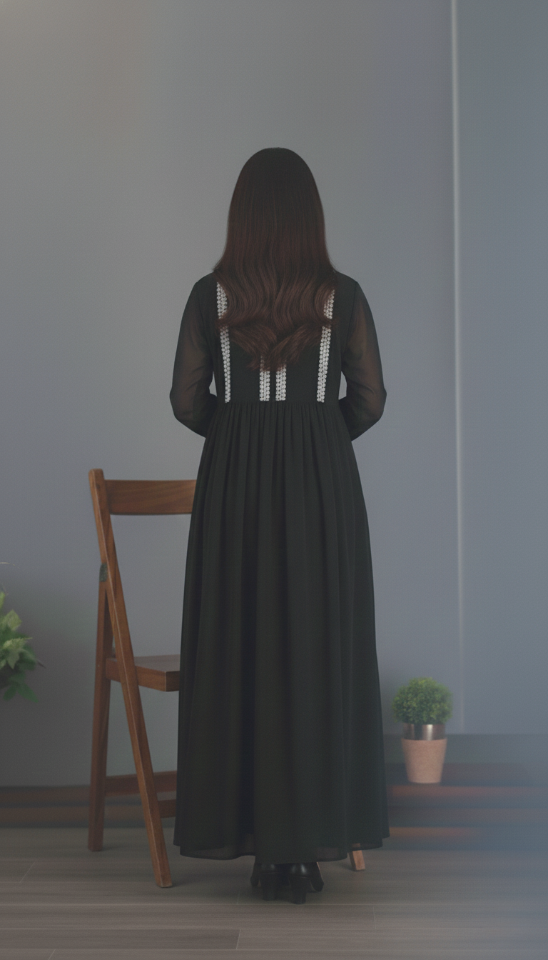 "Shyamaa" - Black Georgette Suit Set with Contrast Threadwork