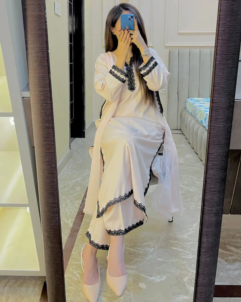 "Aura" - Cream Lightweight Breathable Lace-Detail Suit Set