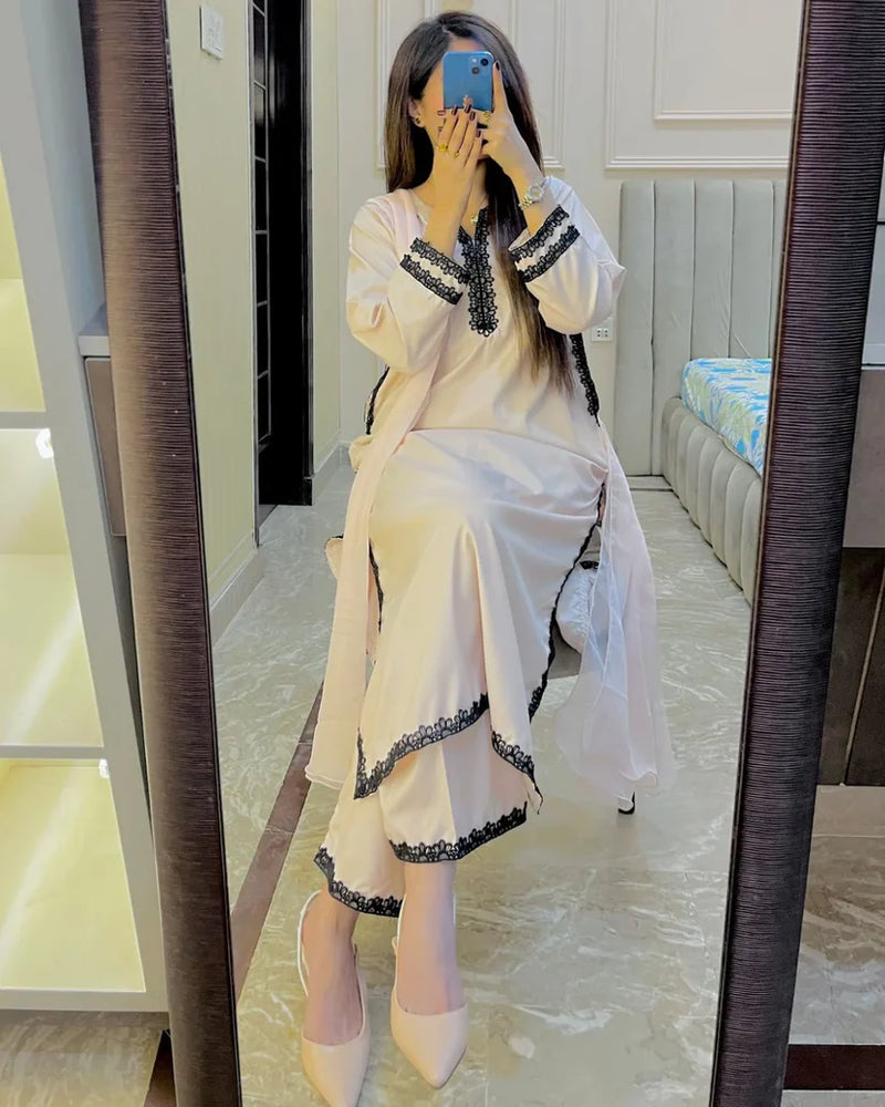 "Aura" - Cream Lightweight Breathable Lace-Detail Suit Set