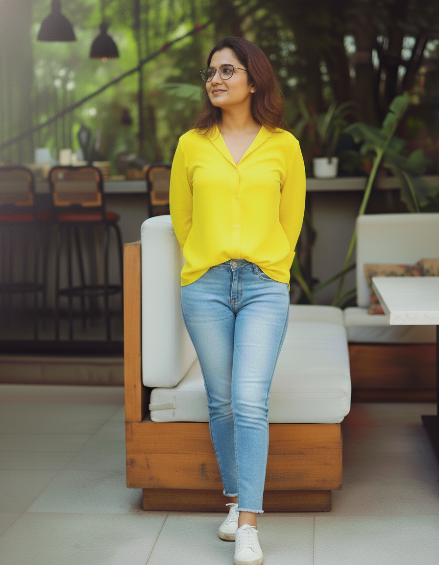 "Tarang" - Rayon Button-Down Fusion Shirt