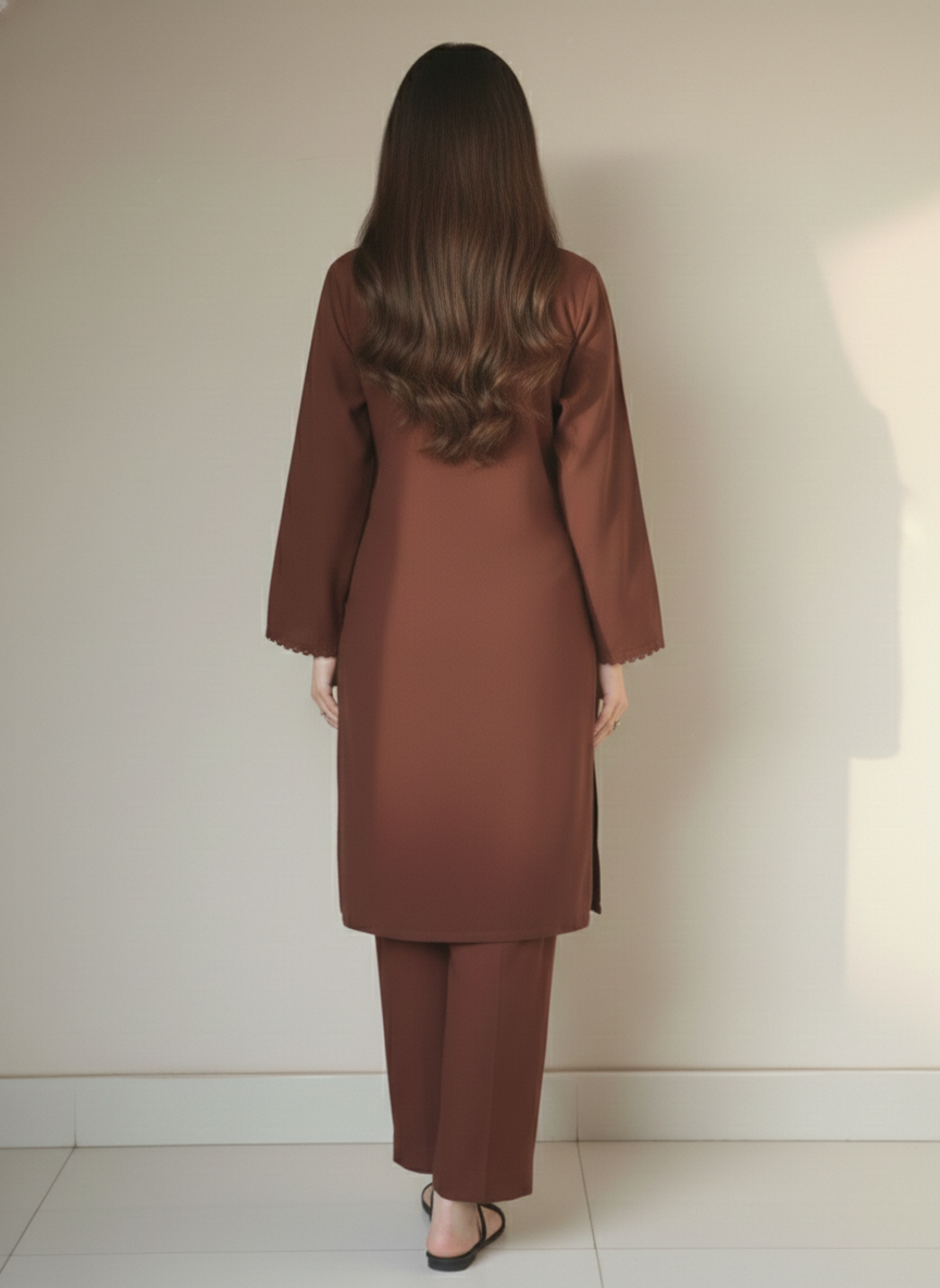 "Kyra" — Chocolate Brown Premium Rayon Minimalist Co-ord Set