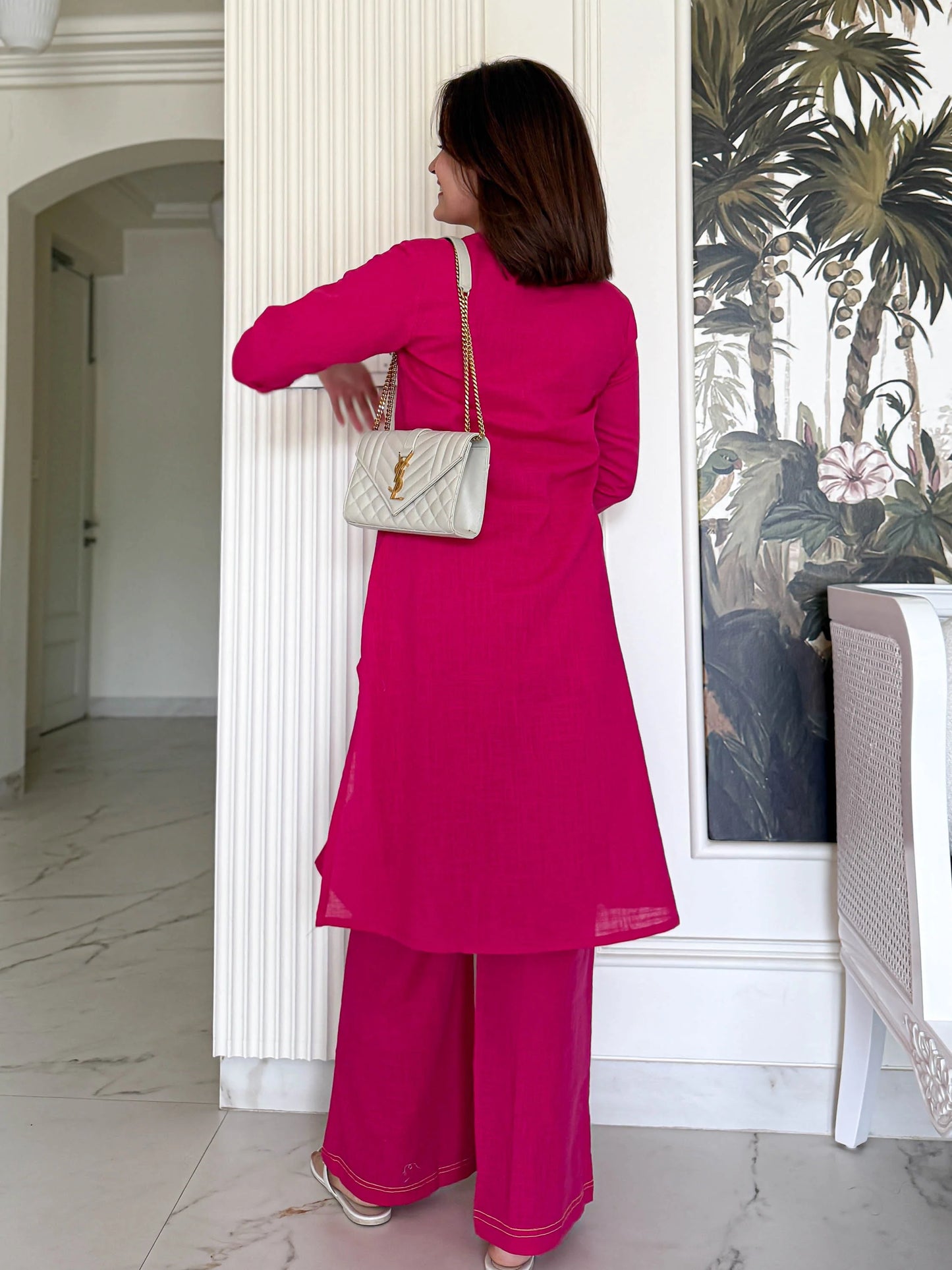 Meira Pink Cotton Slub Kurta Set