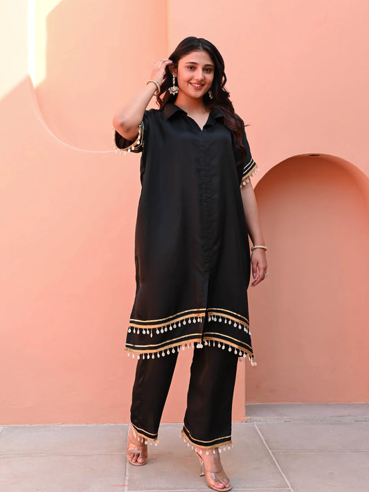 Kavya Classic Black Cotton Co-ord with Gota Accents