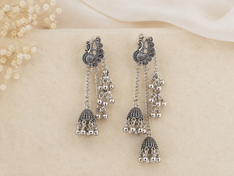 "Nazakat" Long Chain Jhumki Earrings