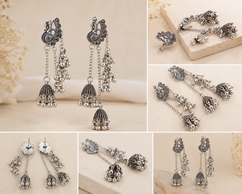 "Nazakat" Long Chain Jhumki Earrings