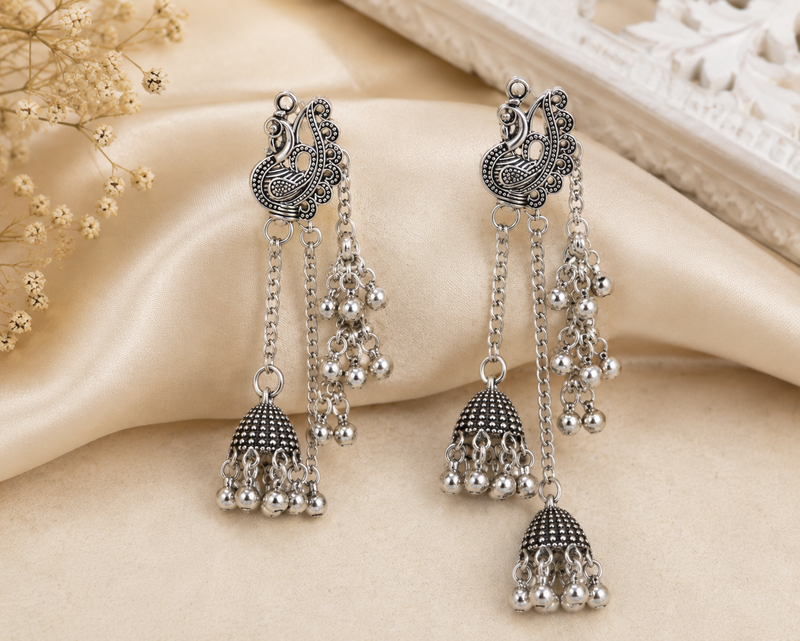 "Nazakat" Long Chain Jhumki Earrings