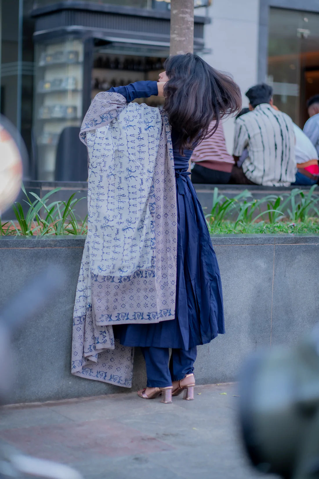 "Midnight Grace" - Pure Handloom Cotton Flared Suit Set