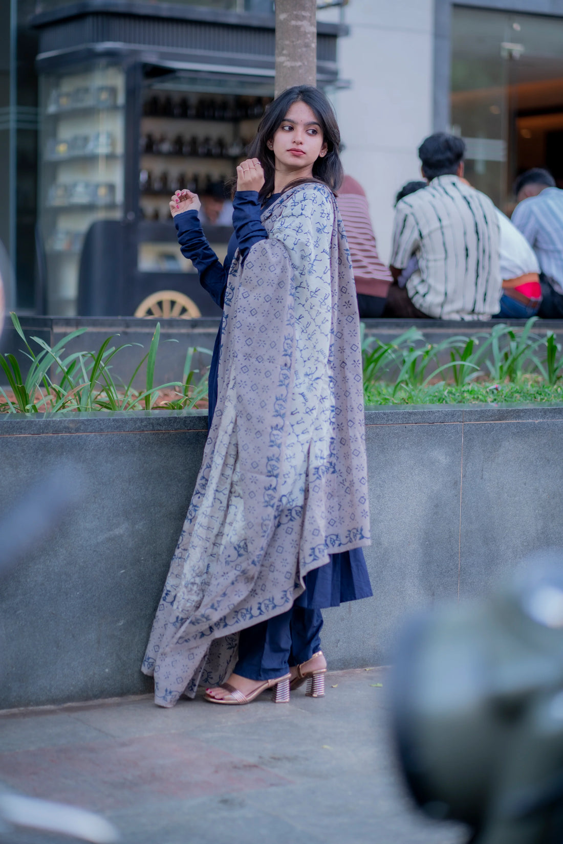 "Midnight Grace" - Pure Handloom Cotton Flared Suit Set