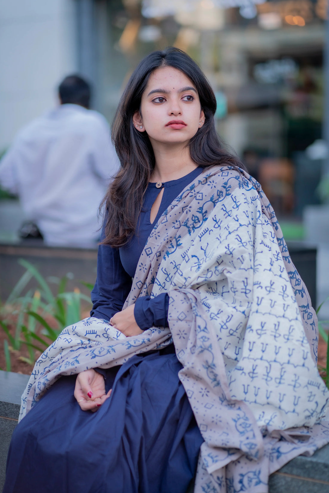 "Midnight Grace" - Pure Handloom Cotton Flared Suit Set