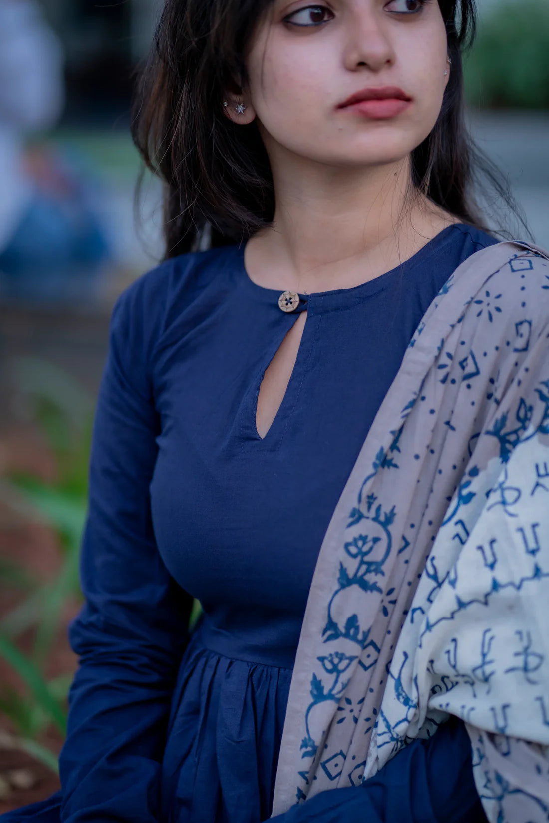 "Midnight Grace" - Pure Handloom Cotton Flared Suit Set