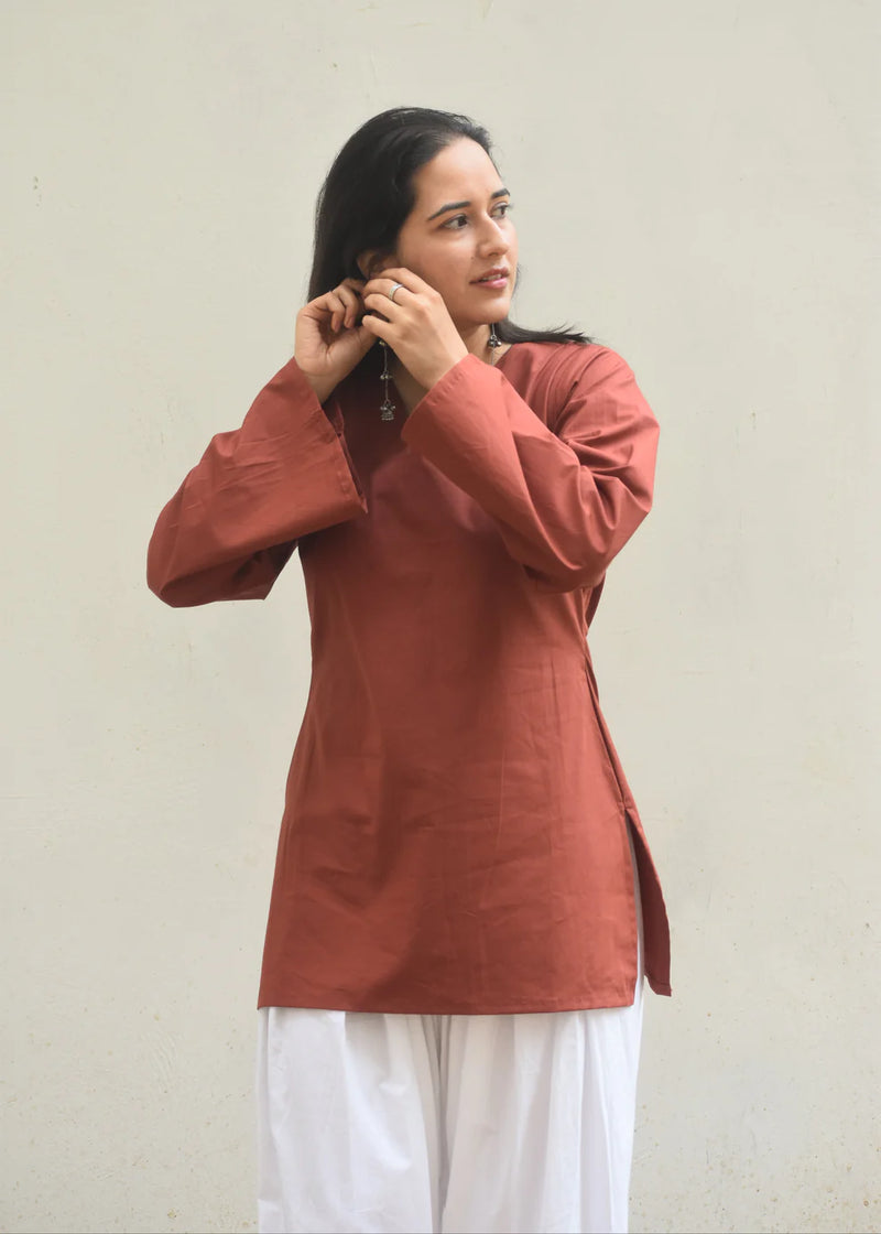 "Seerat" — Premium Cotton V-Neck Kurti & Salwar Coord Set
