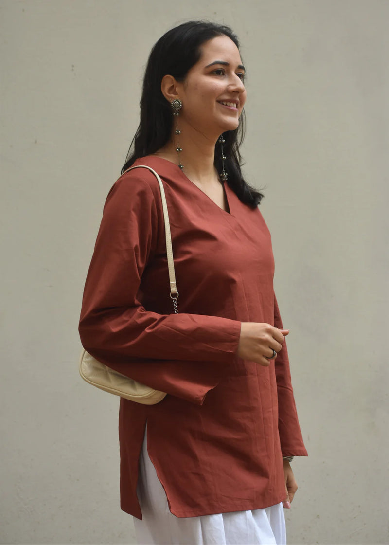 "Seerat" — Premium Cotton V-Neck Kurti & Salwar Coord Set