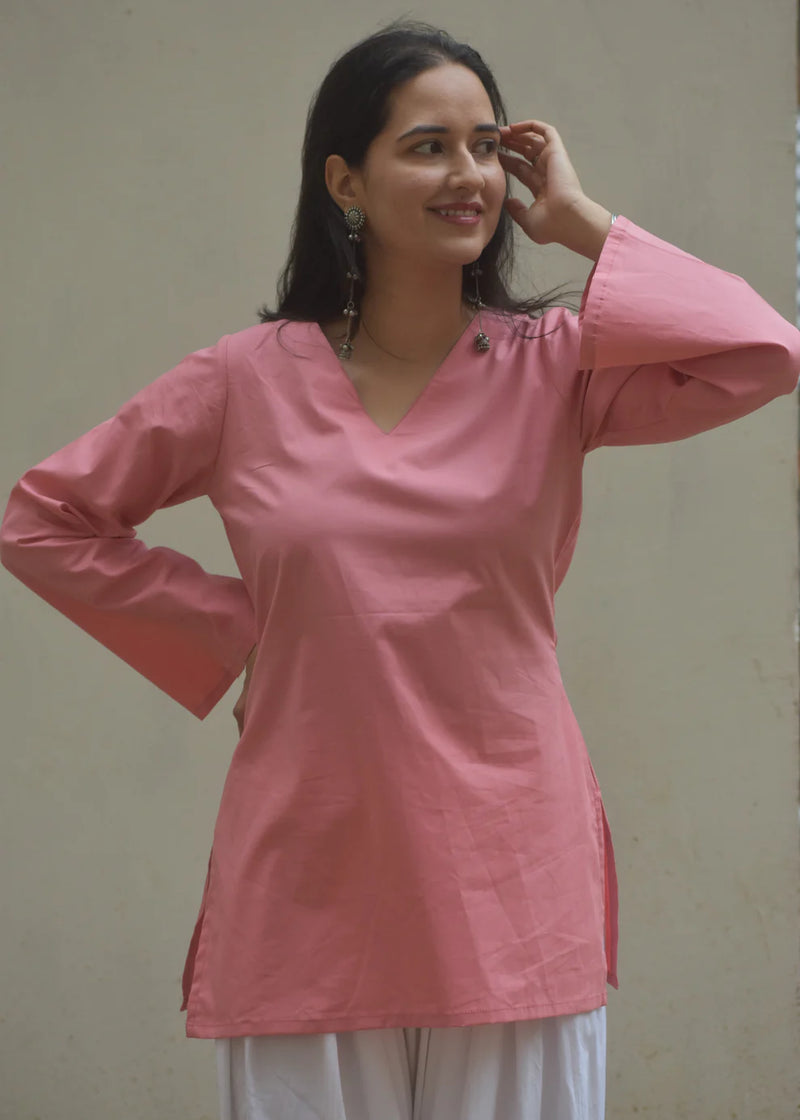 "Seerat" — Premium Cotton V-Neck Kurti & Salwar Coord Set