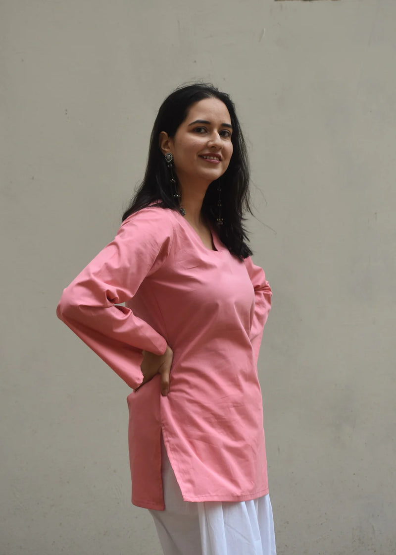 "Seerat" — Premium Cotton V-Neck Kurti & Salwar Coord Set