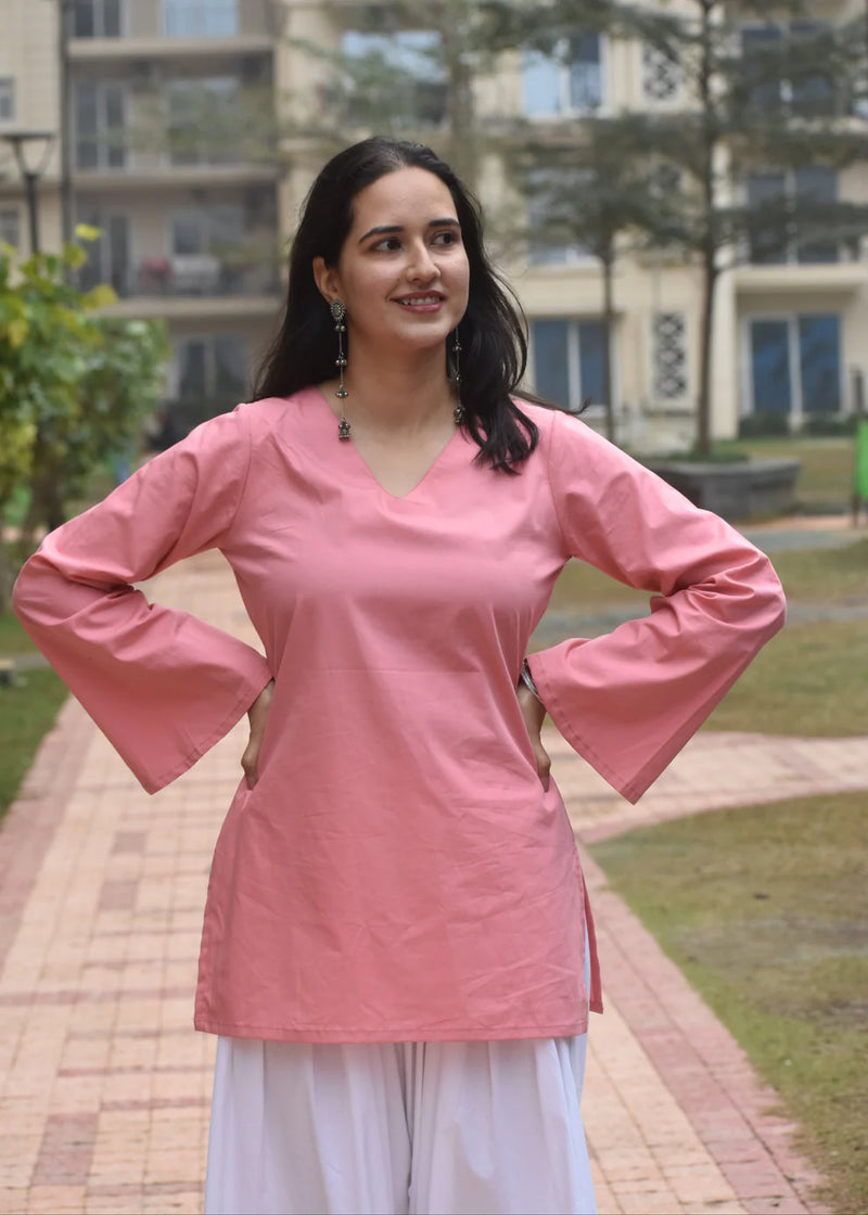 "Seerat" — Premium Cotton V-Neck Kurti & Salwar Coord Set