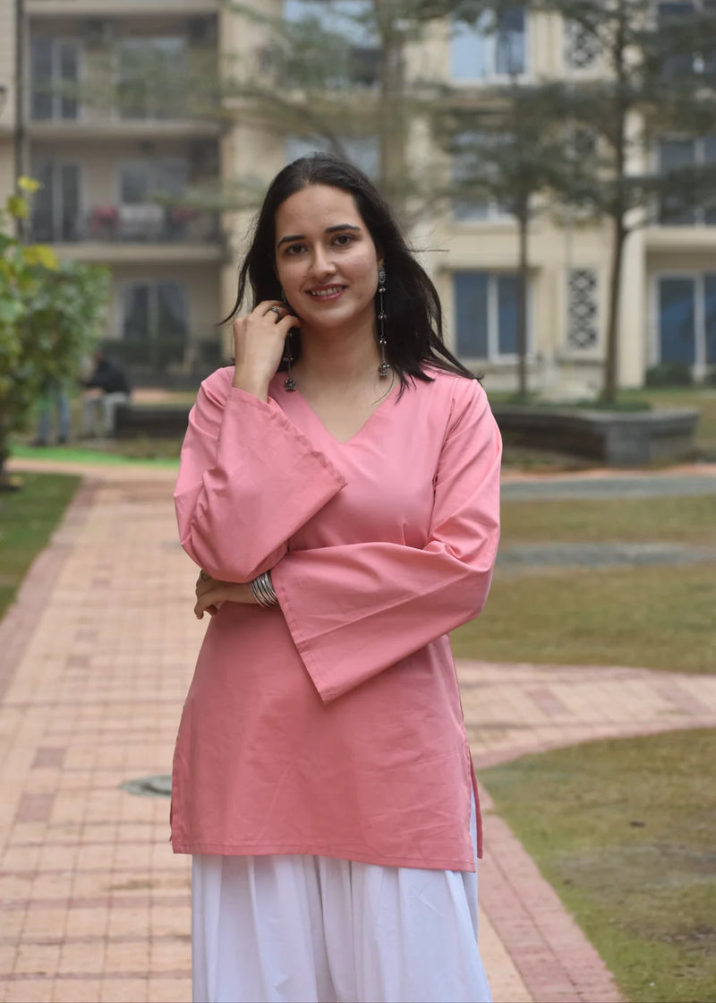 "Seerat" — Premium Cotton V-Neck Kurti & Salwar Coord Set