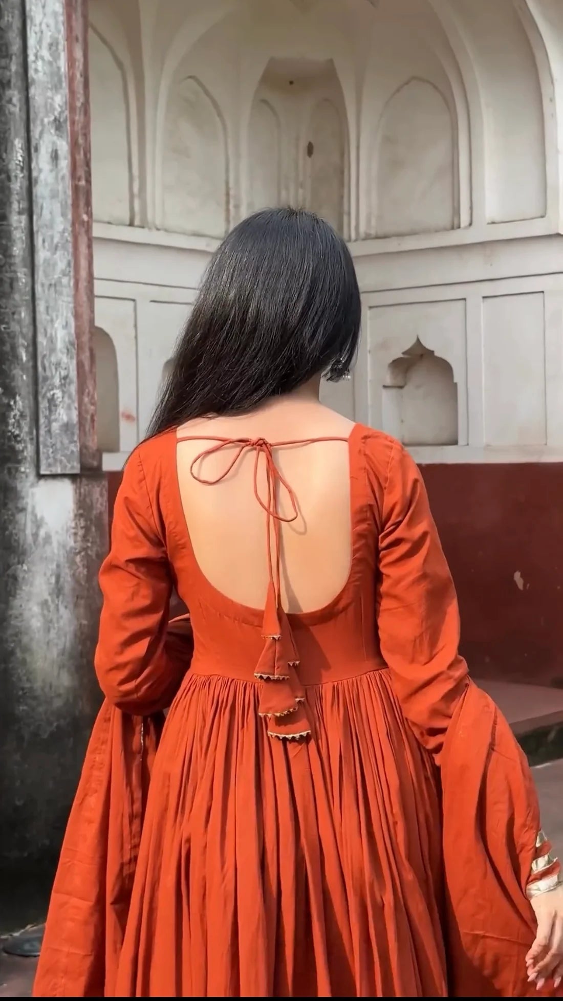 "Nritya" - Mal Cotton Full Flare Anarkali Suit Set with Gota Dupatta