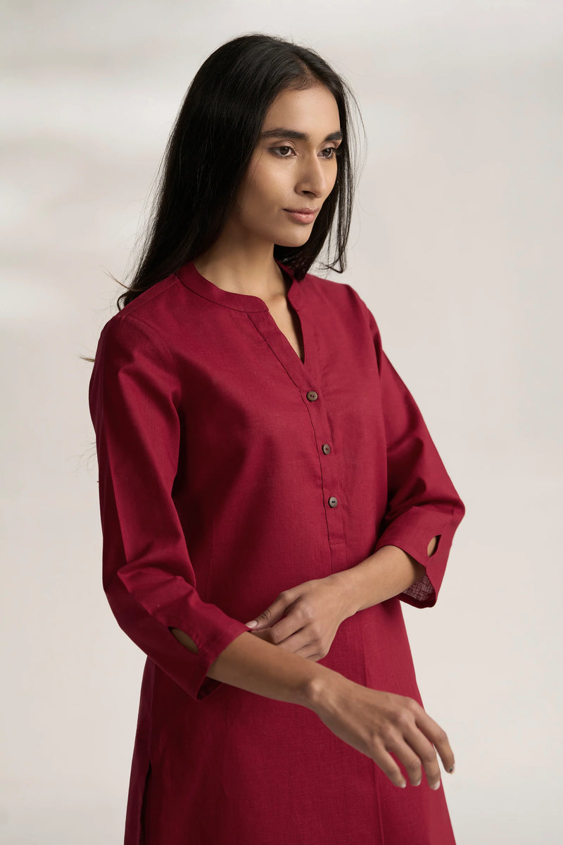 Vanya Cotton Slub Kurta Set for Women | Relaxed Fit Straight Pants Ethnic Co-ord Set