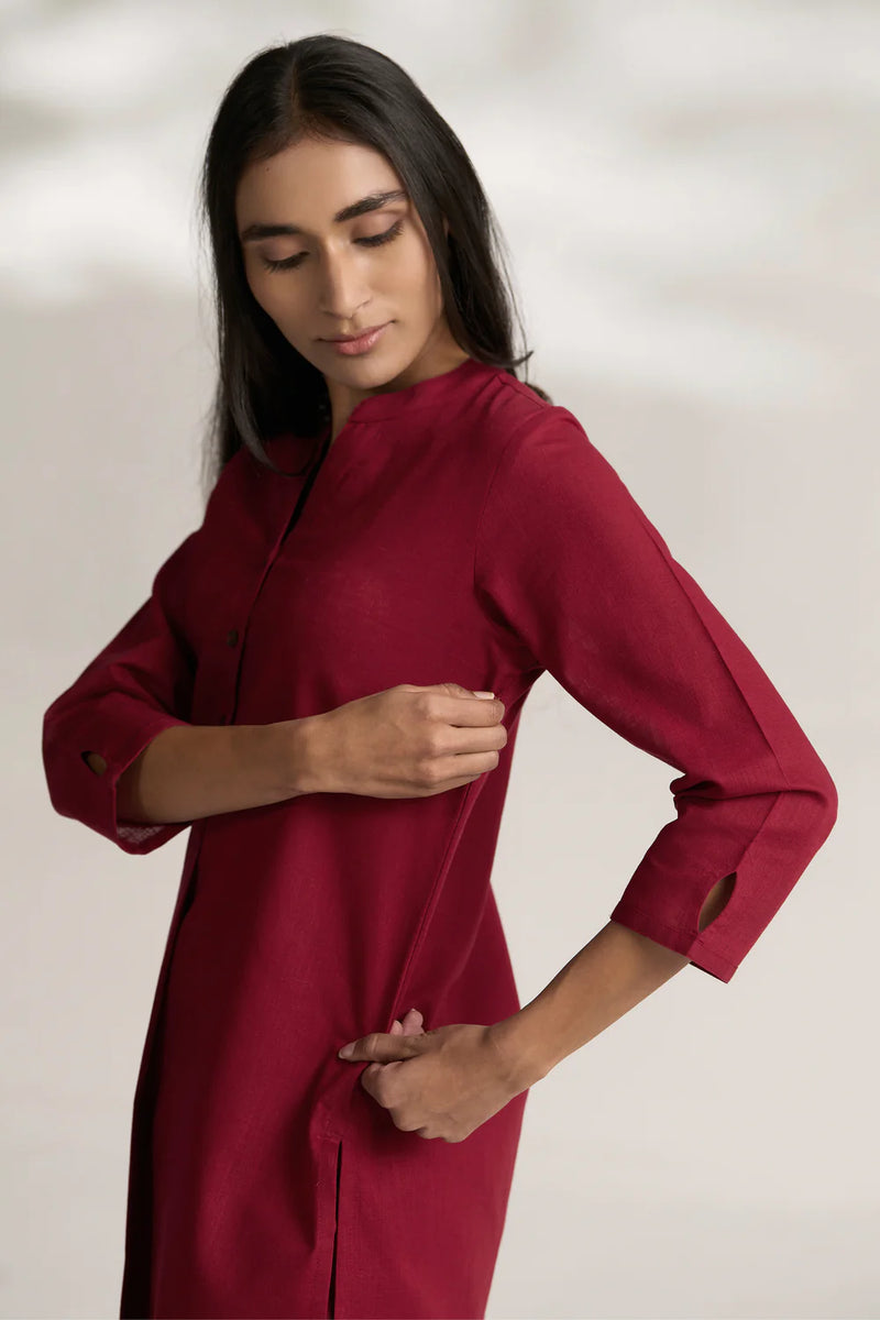 Vanya Cotton Slub Kurta Set for Women | Relaxed Fit Straight Pants Ethnic Co-ord Set