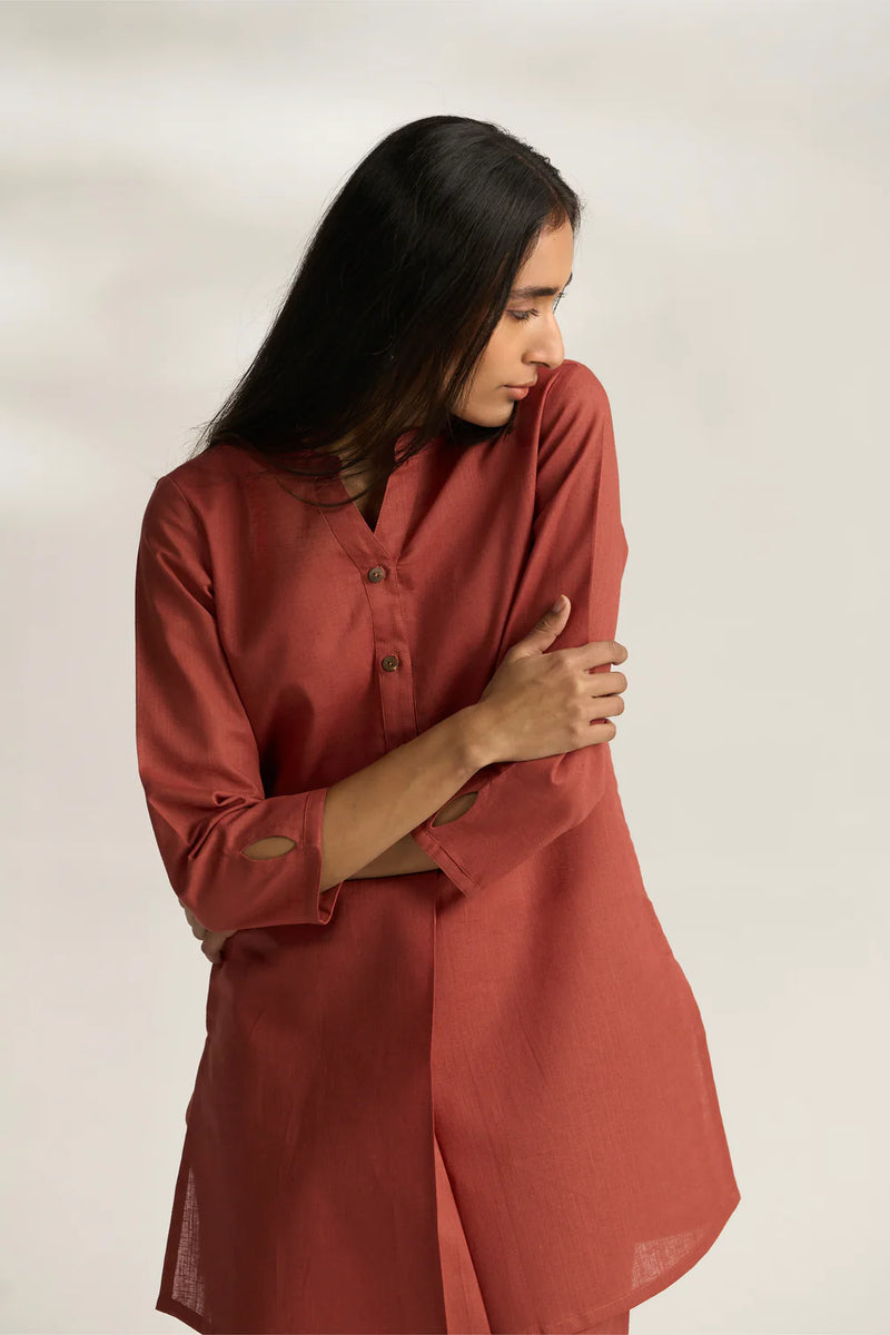 Vanya Cotton Slub Kurta Set for Women | Relaxed Fit Straight Pants Ethnic Co-ord Set