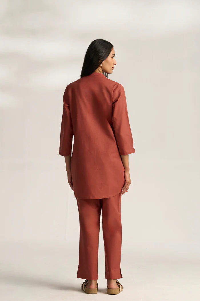 Vanya Cotton Slub Kurta Set for Women | Relaxed Fit Straight Pants Ethnic Co-ord Set