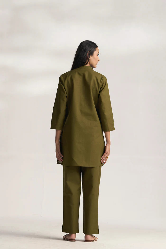 Vanya Cotton Slub Kurta Set for Women | Relaxed Fit Straight Pants Ethnic Co-ord Set