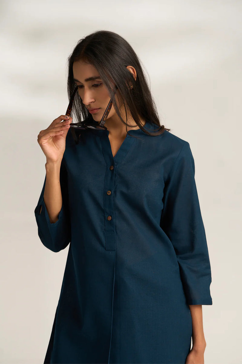 Vanya Cotton Slub Kurta Set for Women | Relaxed Fit Straight Pants Ethnic Co-ord Set