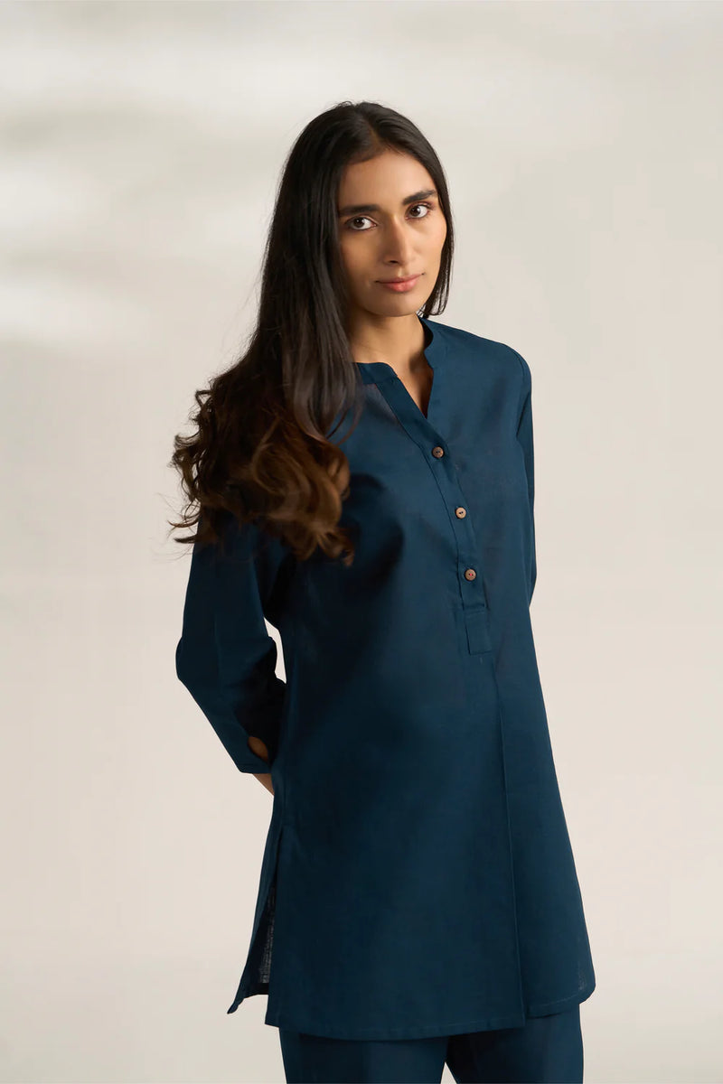 Vanya Cotton Slub Kurta Set for Women | Relaxed Fit Straight Pants Ethnic Co-ord Set