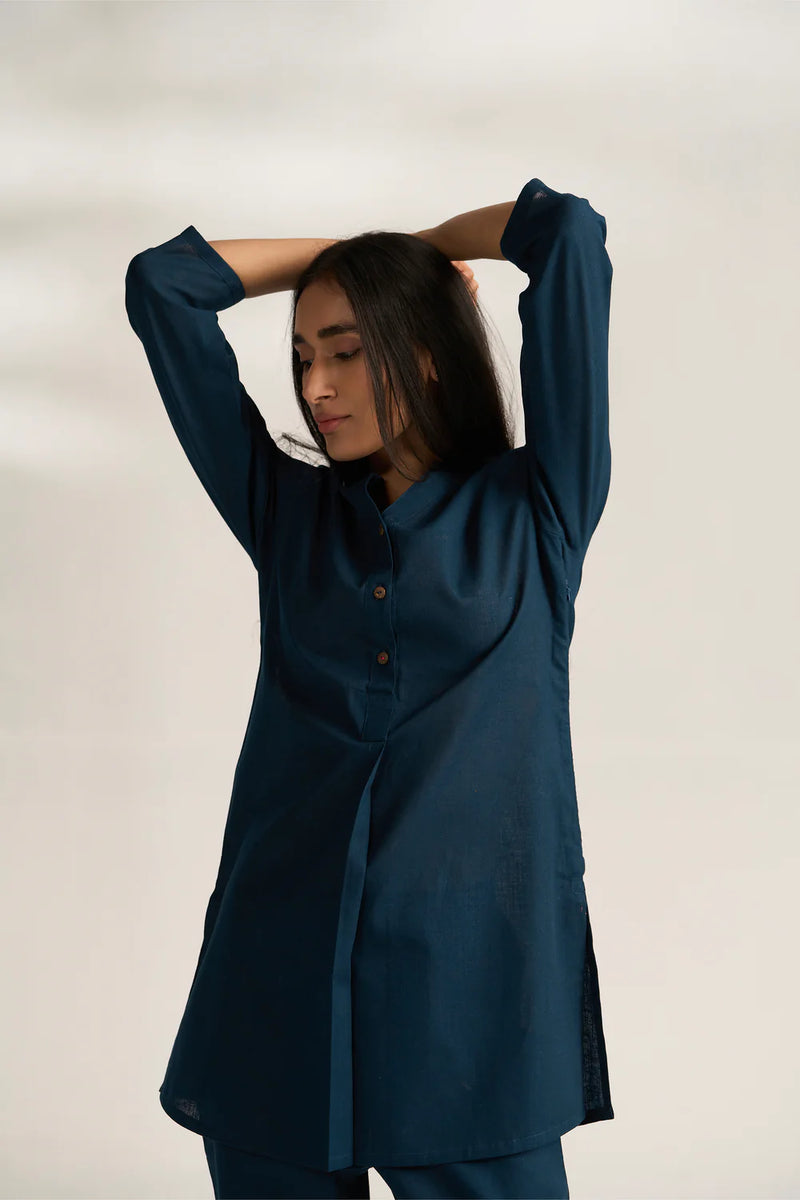Vanya Cotton Slub Kurta Set for Women | Relaxed Fit Straight Pants Ethnic Co-ord Set