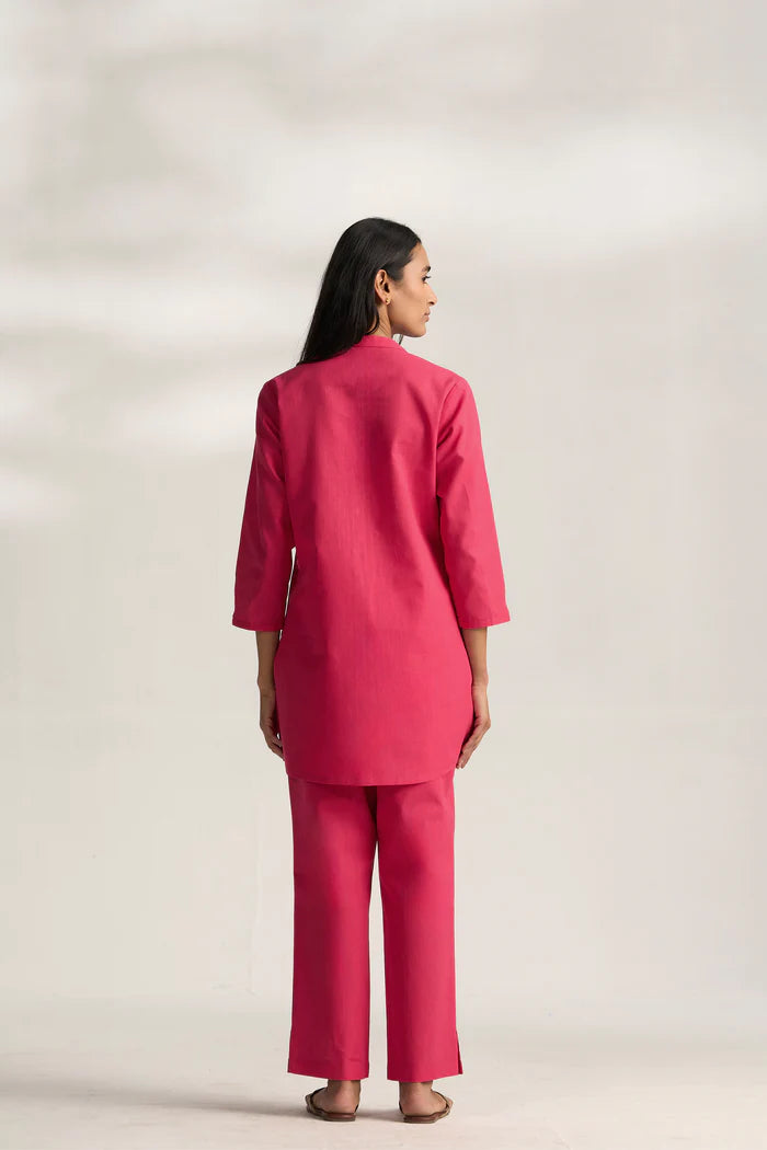 Vanya Cotton Slub Kurta Set for Women | Relaxed Fit Straight Pants Ethnic Co-ord Set