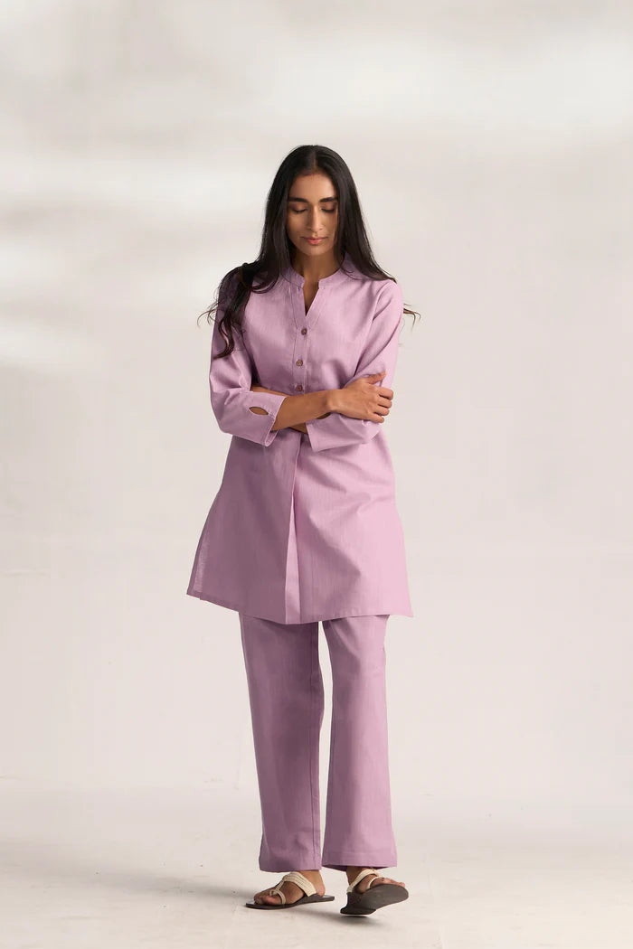 Vanya Cotton Slub Kurta Set for Women | Relaxed Fit Straight Pants Ethnic Co-ord Set