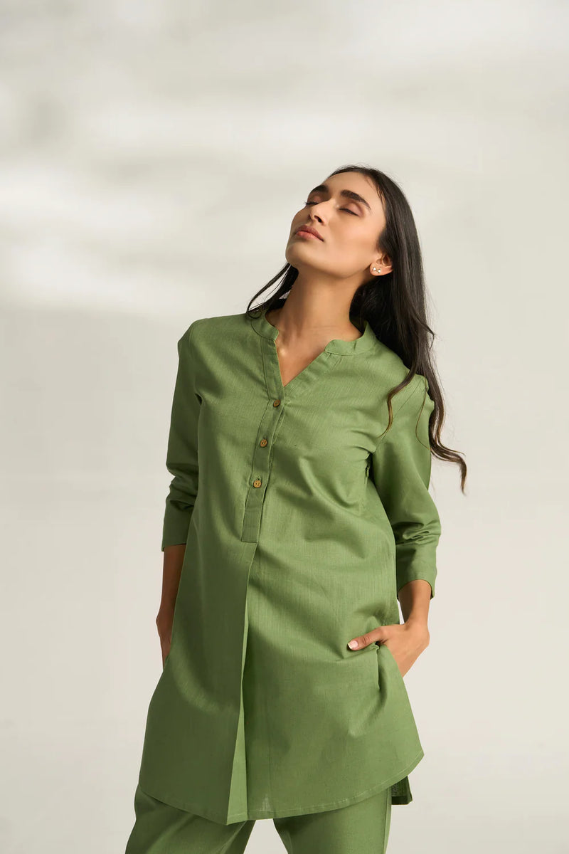 Vanya Cotton Slub Kurta Set for Women | Relaxed Fit Straight Pants Ethnic Co-ord Set