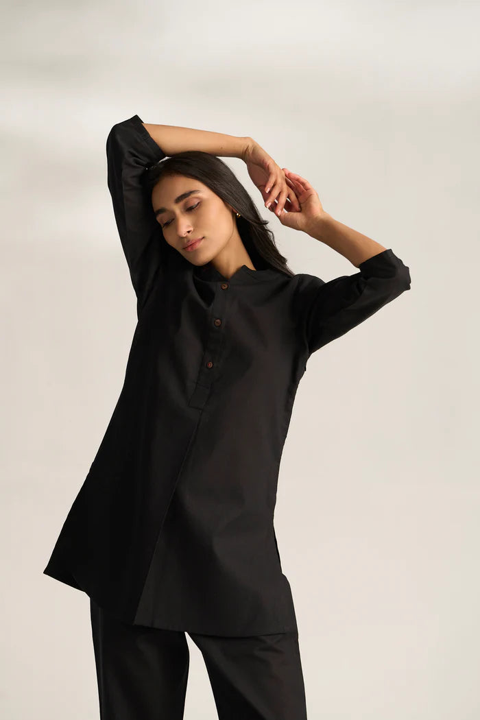 Vanya Cotton Slub Kurta Set for Women | Relaxed Fit Straight Pants Ethnic Co-ord Set
