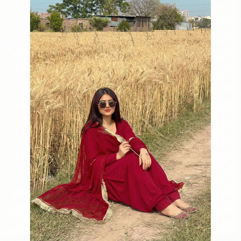 "Rakta" - Crimson Red Shalwar Suit Set