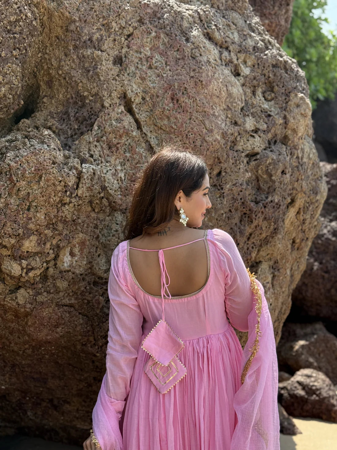 Anvi Baby Pink Cotton Lined Kurta & Palazzo Set with Kota Doria Dupatta