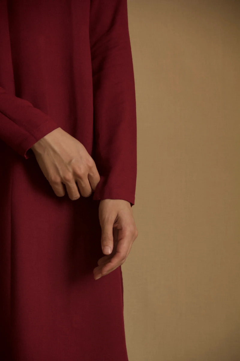 Zohra Deep Red Viscose Two-Piece Set