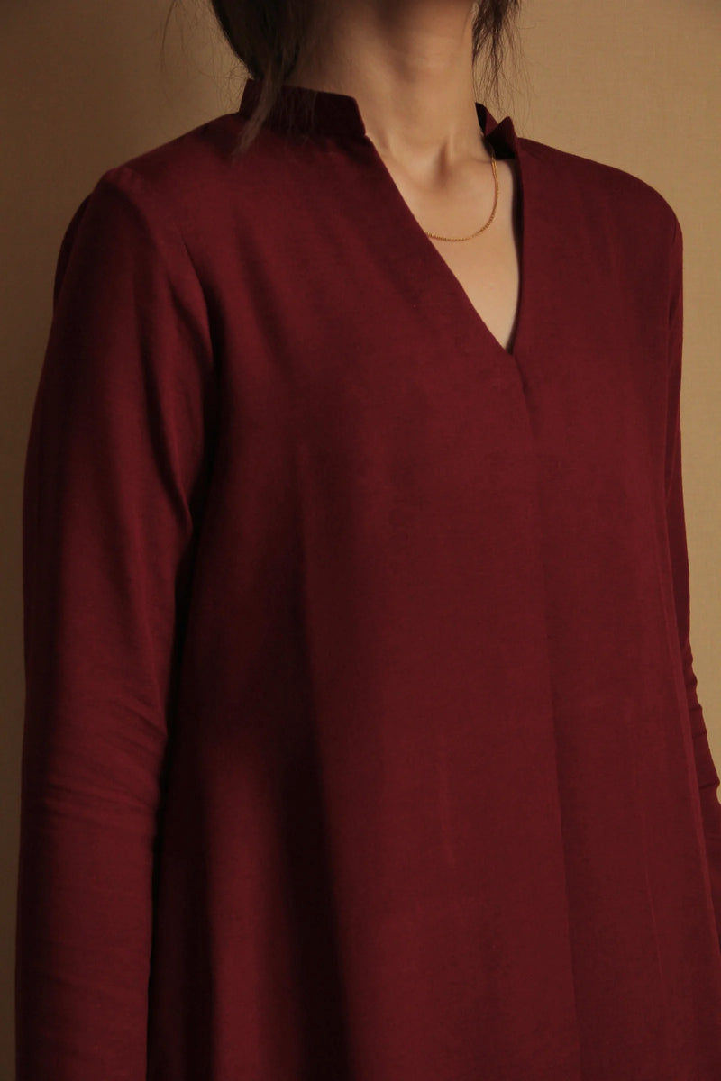 Zohra Deep Red Viscose Two-Piece Set