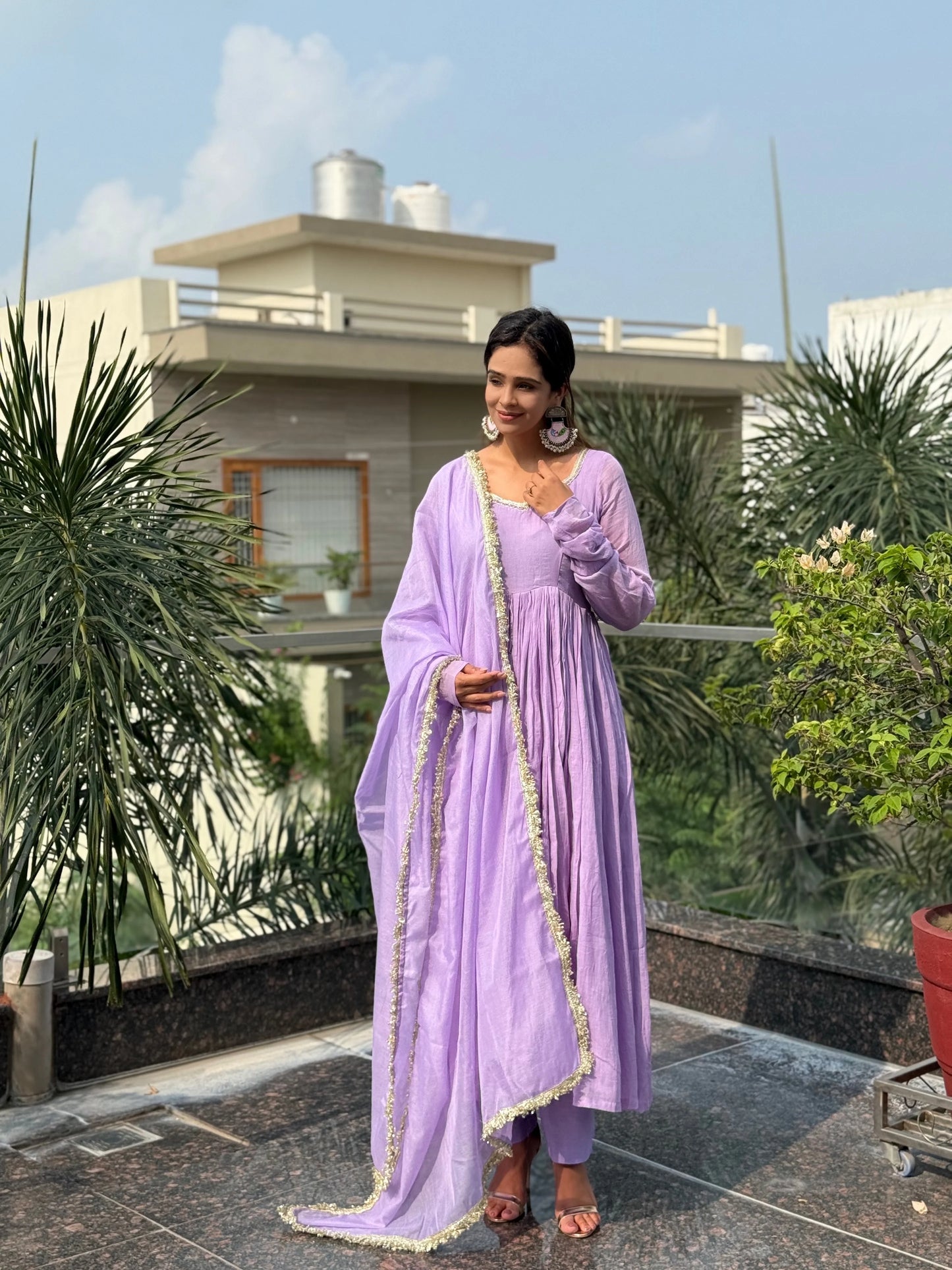 Aarohi Heritage Mulmul Anarkali Suit Set