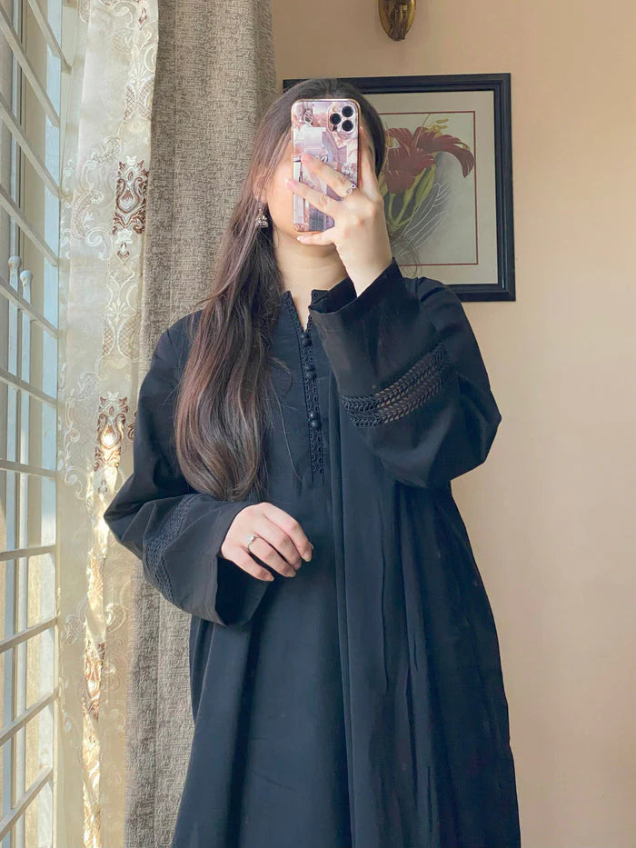 "Aynat" - Lawn Dobby Breathable Suit Set with Chiffon Dupatta