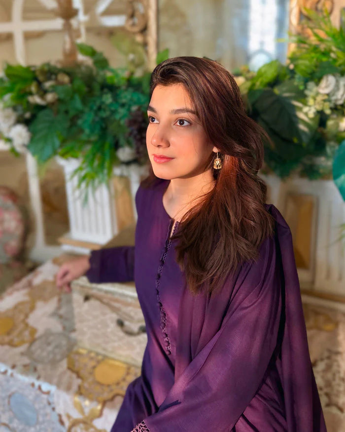 "Aynat" - Lawn Dobby Breathable Suit Set with Chiffon Dupatta