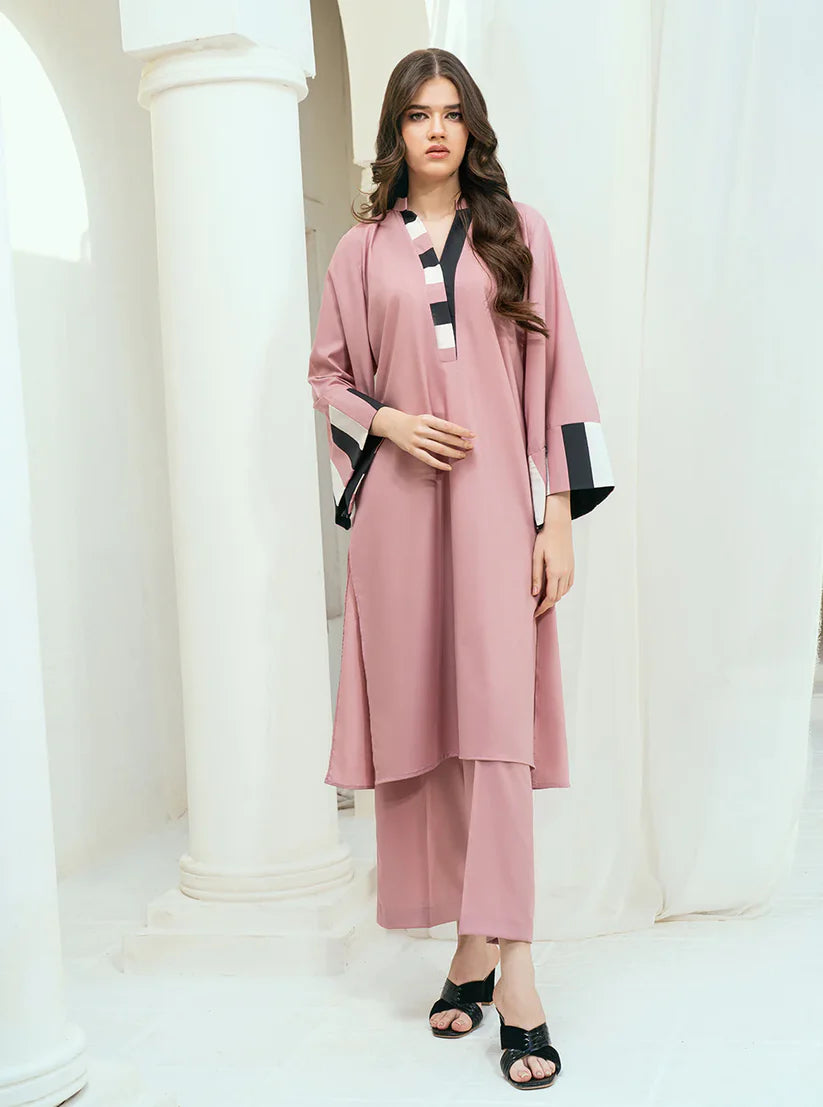 "Carnation" - Premium Soft Fabric Monochrome Detail Coord Set