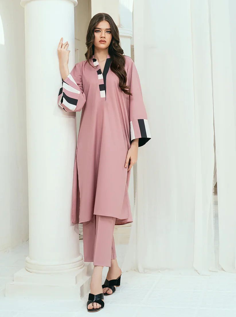 "Carnation" - Premium Soft Fabric Monochrome Detail Coord Set