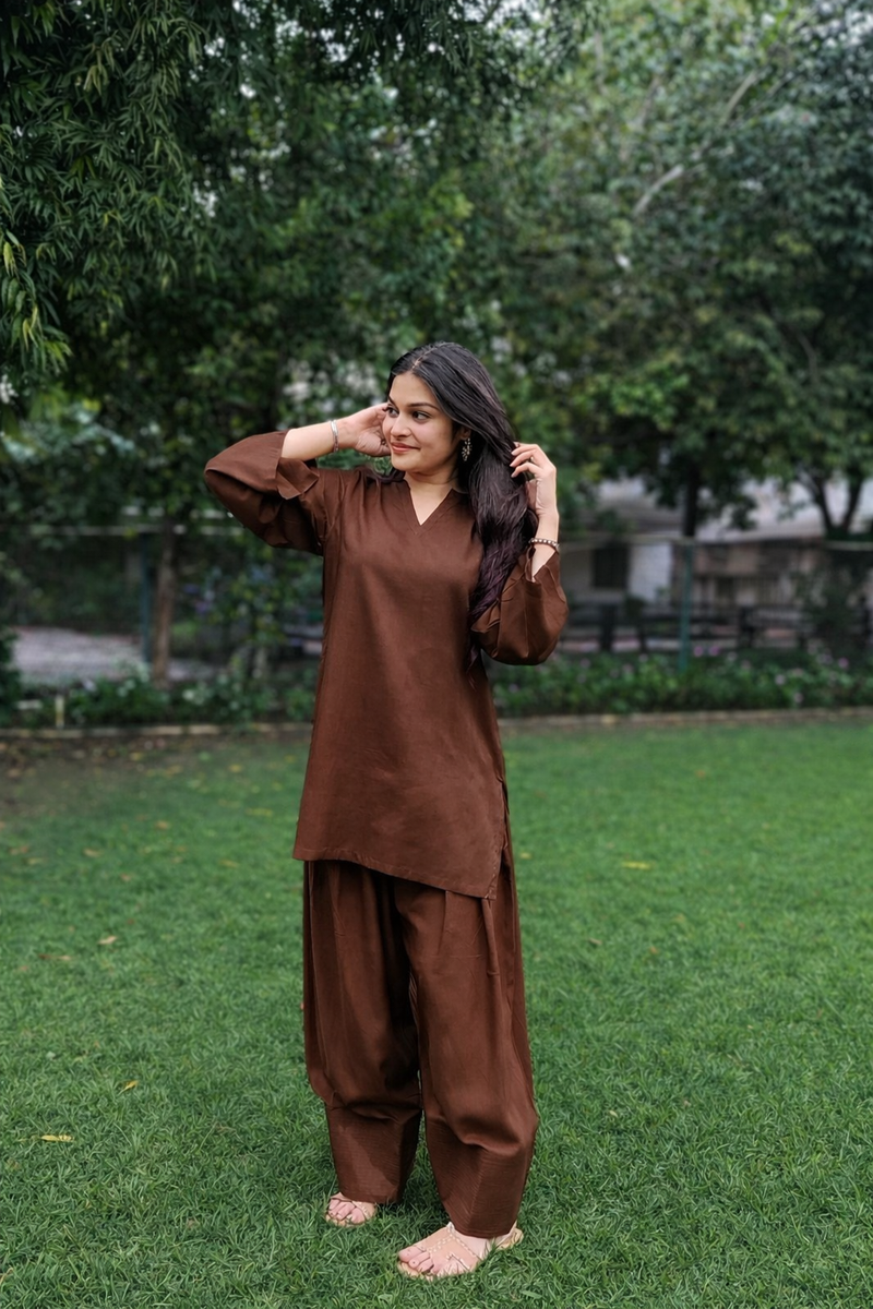 Raahi Rayon Farshi Salwar Kurta Set for Women | Soft Flowing Relaxed Fit Ethnic Co-ord Set