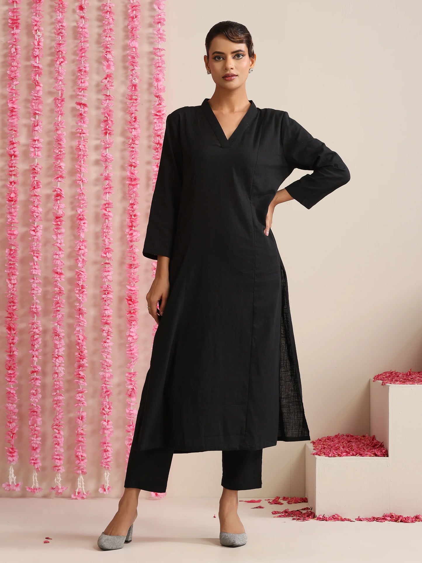 Noor Black Essence – Cotton Slub Kurta Set