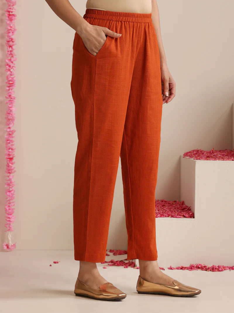 Tara Rust Harmony – Cotton Slub Kurta Set