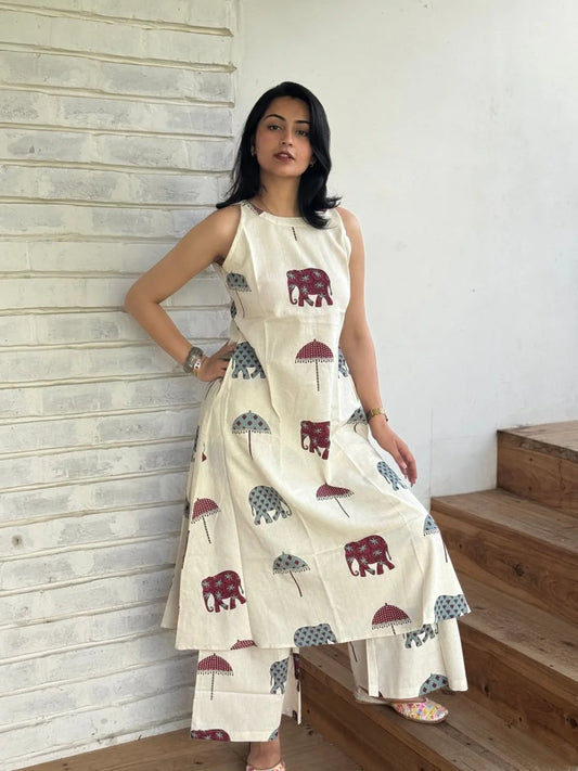 "Gaja" - Handblock Print Cotton Co-ord Set