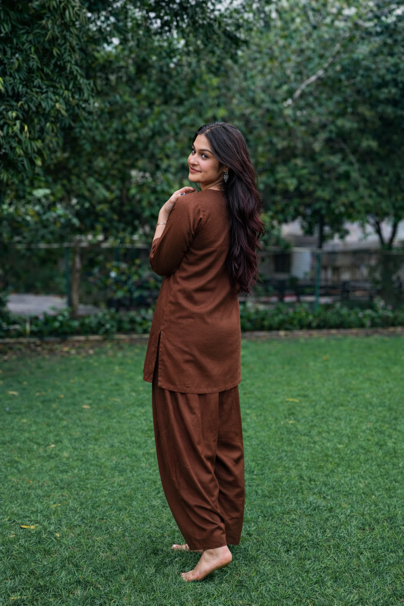 Raahi Rayon Farshi Salwar Kurta Set for Women | Soft Flowing Relaxed Fit Ethnic Co-ord Set