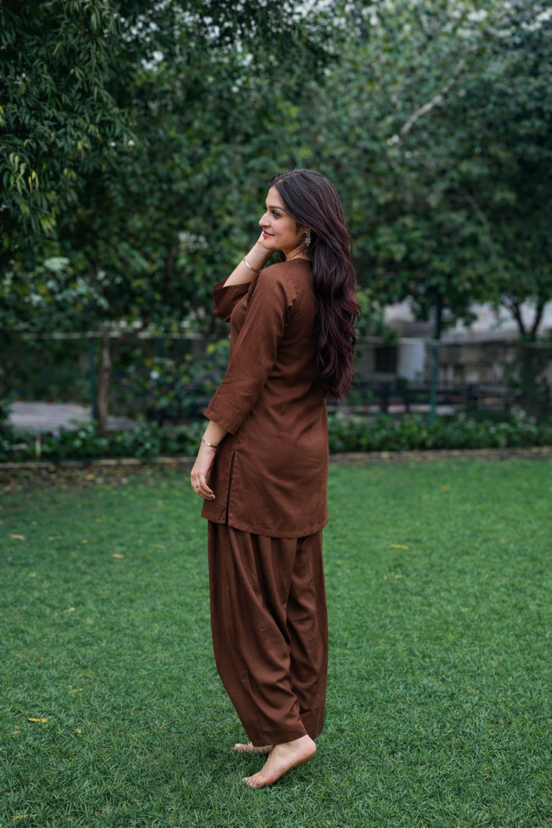 Raahi Rayon Farshi Salwar Kurta Set for Women | Soft Flowing Relaxed Fit Ethnic Co-ord Set