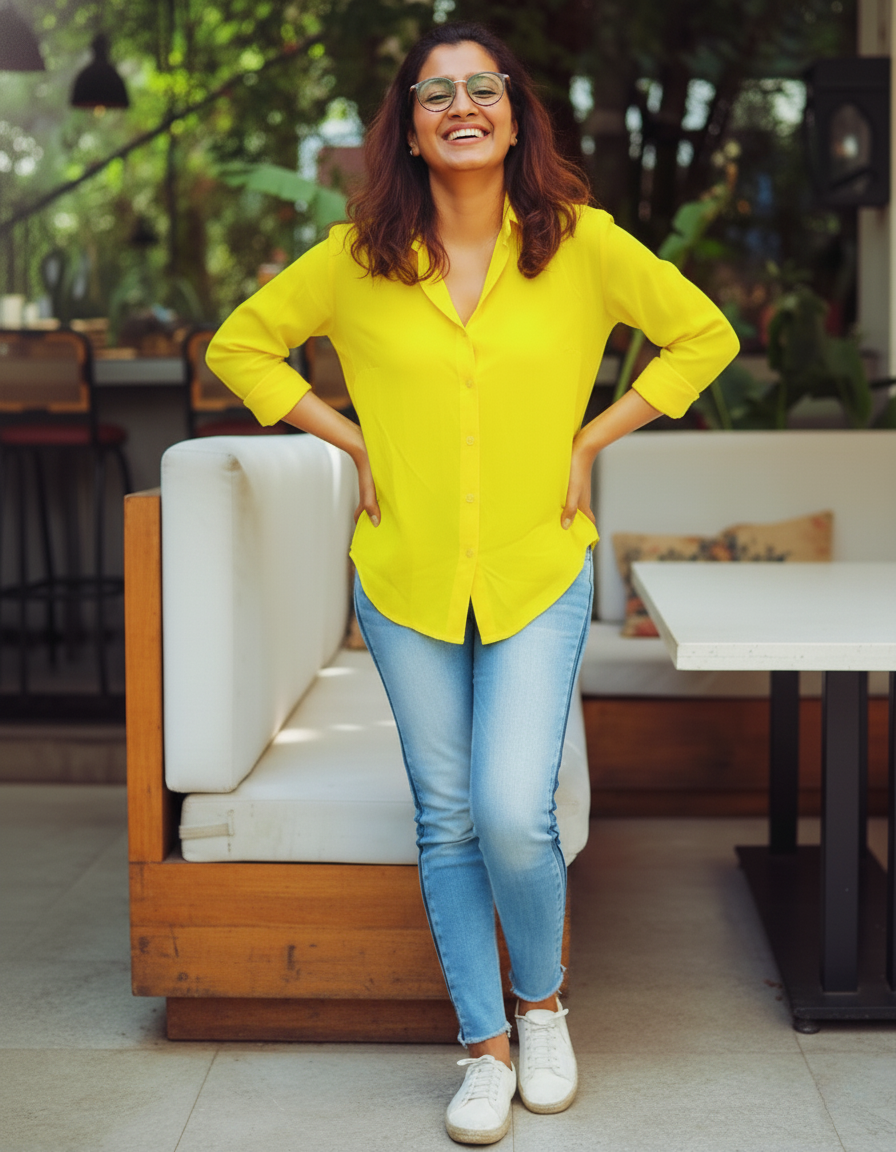 "Tarang" - Rayon Button-Down Fusion Shirt