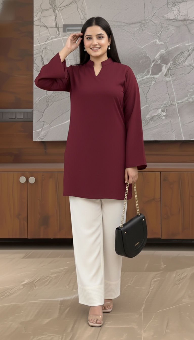 "Zunaira" — Crimson Red Premium Rayon Co-ord Set